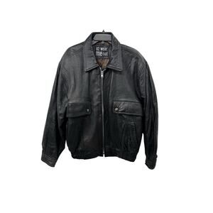 U2 Wear Me Out Vintage Black CLASSIC Leather Jacket Brown Paisley Liner Large